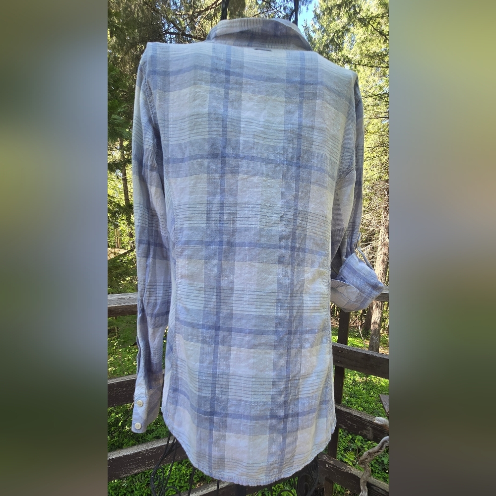 Columbia Blue&White Fitted Long Sleeve Button Down Shirt Sierra Nevada SzM - Picture 9 of 9